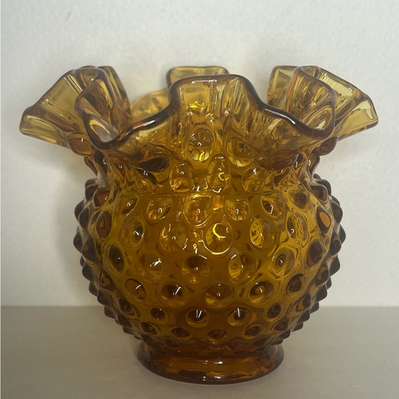 Fenton Other - SOLD Vintage Fenton Colonial Amber Hobnail Glass Vase